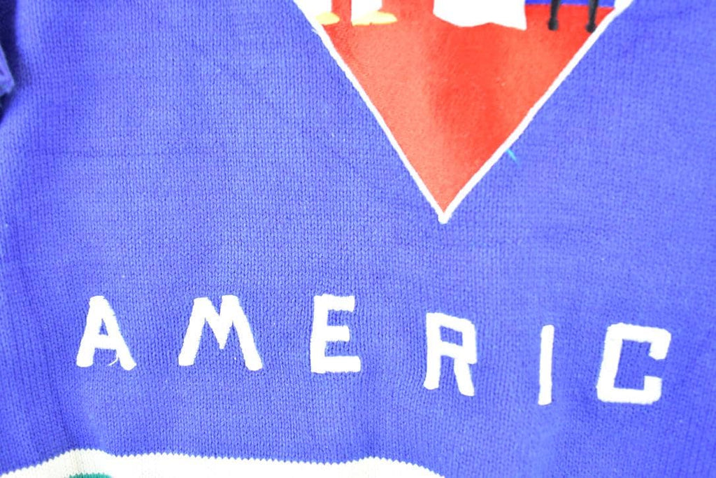 Vintage 1990s America Knit Boat Watching Collared Crewneck Sweater Mens S