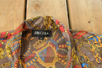Vintage 1990s Marcella Silk Style Button Up Shirt Women's XL / 90s Shirt / Abstract Pattern / Casual Shirt / All Over Print