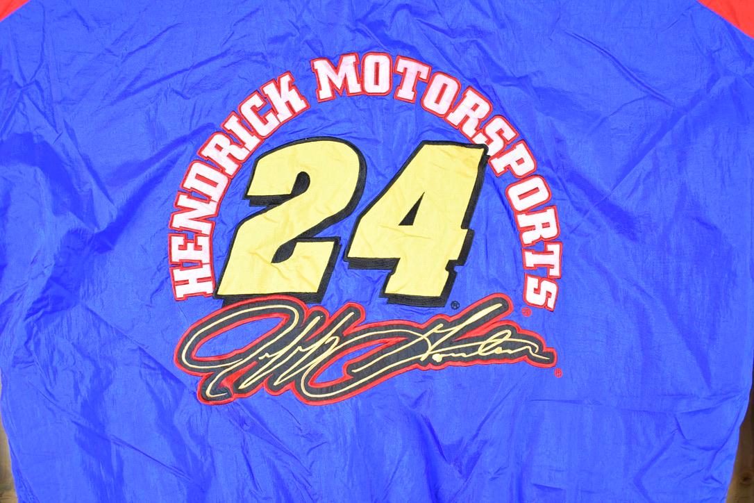 Vintage 1990s Nascar Jeff Gordon Dupont Racing Chase Authentics Windbreaker Colorblock Puffer Jacket