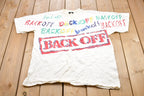 Vintage 1990s Back Off All Over Print Graphic T-Shirt