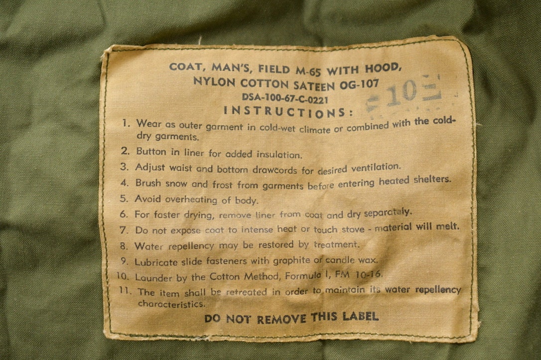 Vintage 1967 Military Army Sateen Field Jacket