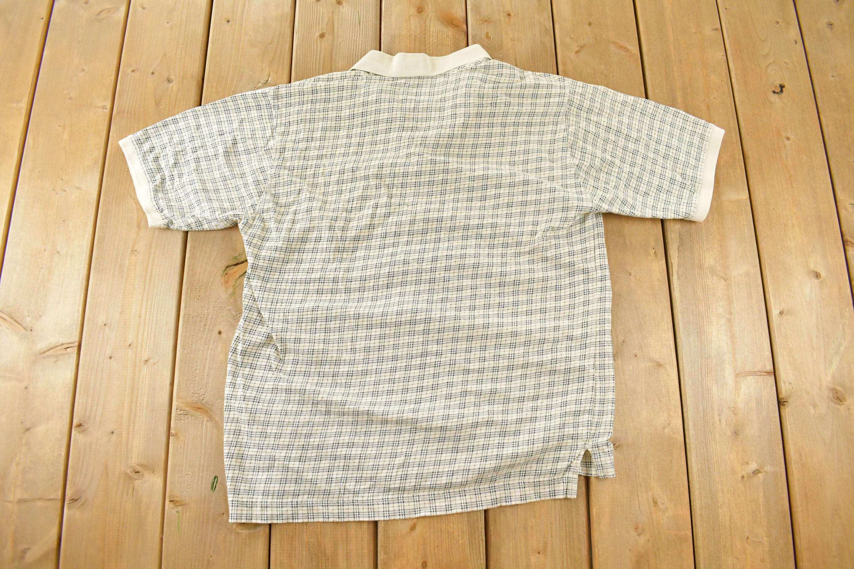 Vintage 1990s Eddie Bauer Plaid Polo Shirt Men's Medium