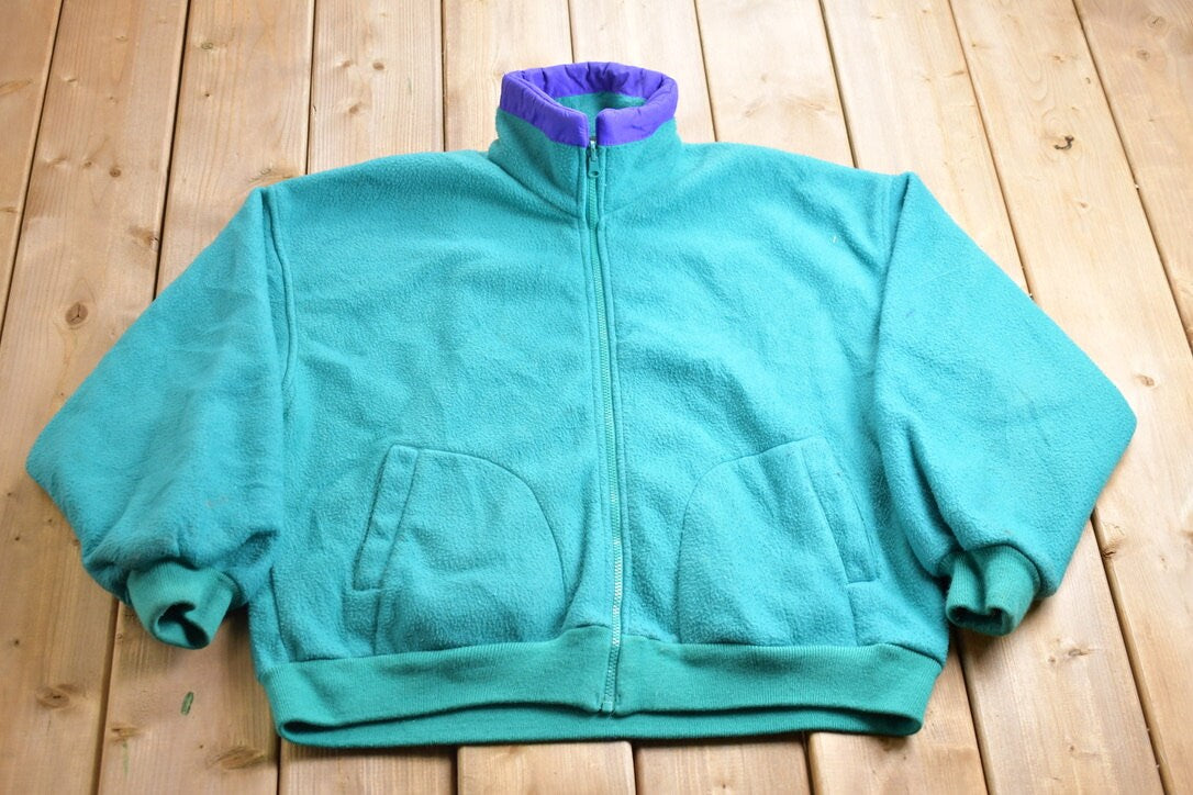 Vintage 1990s Cabin Creek Turquoise Fleece Sweater