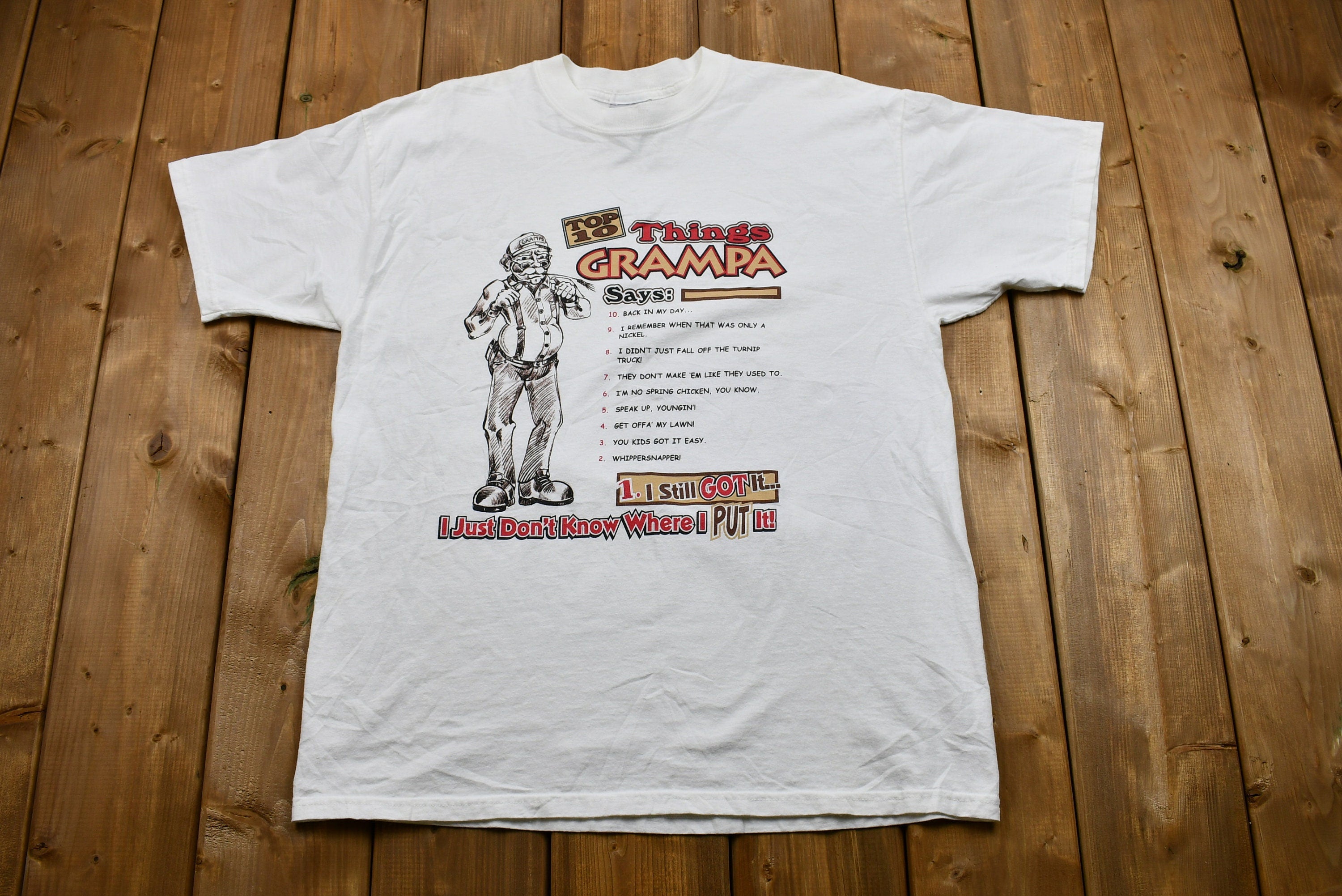 Vintage 1990s Top Ten Things Grampa Says Funny T-Shirt