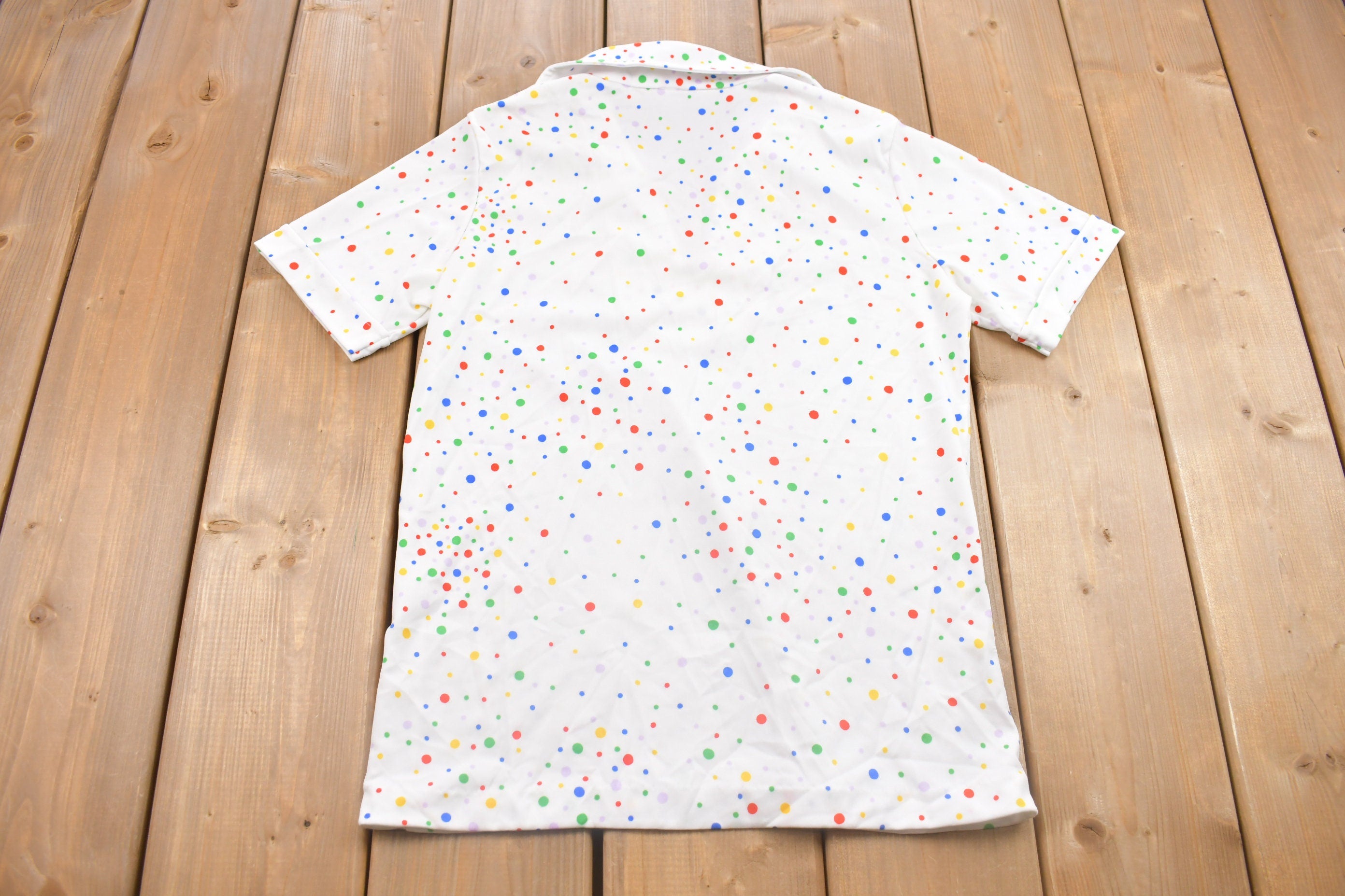 Vintage 1980s Society Polka Dot Collared Shirt /