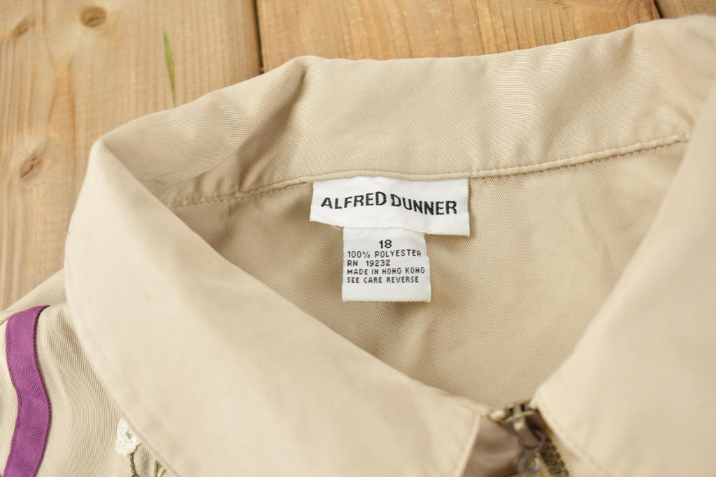 Vintage 1990s Alfred Dunner Womens Embroidered Floral Diamonds Full Zip Collared Light Jacket