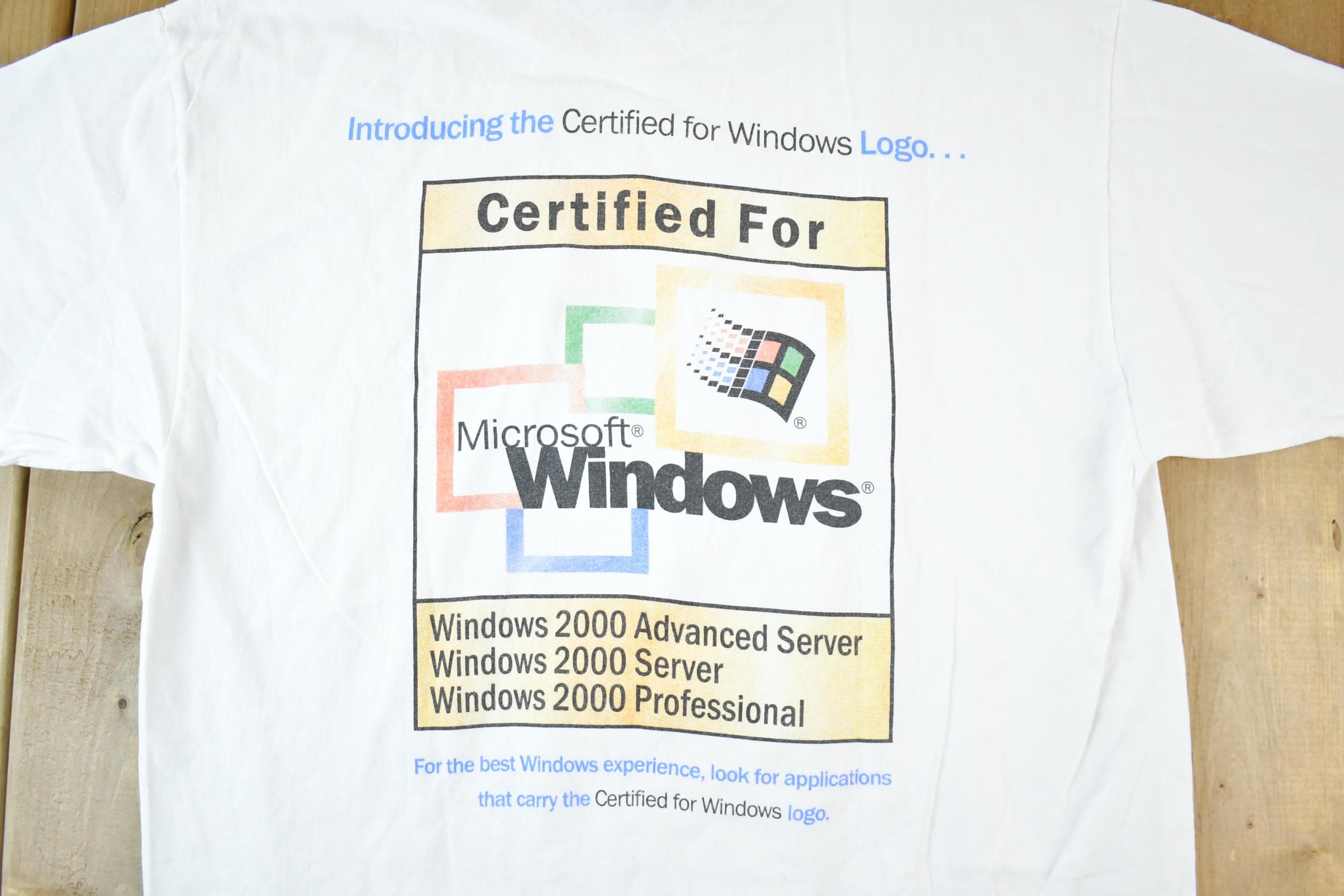 Vintage 2000 Microsoft Certified For Windows Logo Souvenir T-Shirt Mens L