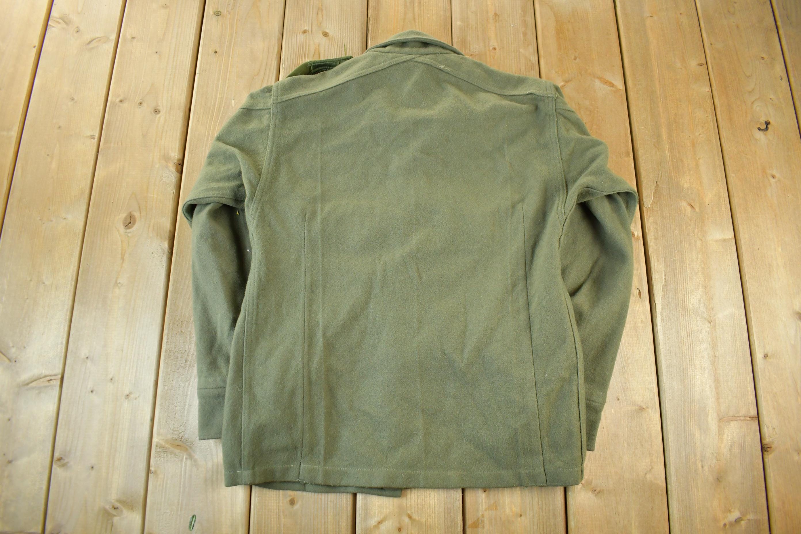 Vintage 1960s 1970s Military Wool Shirt Jacket Men's Small