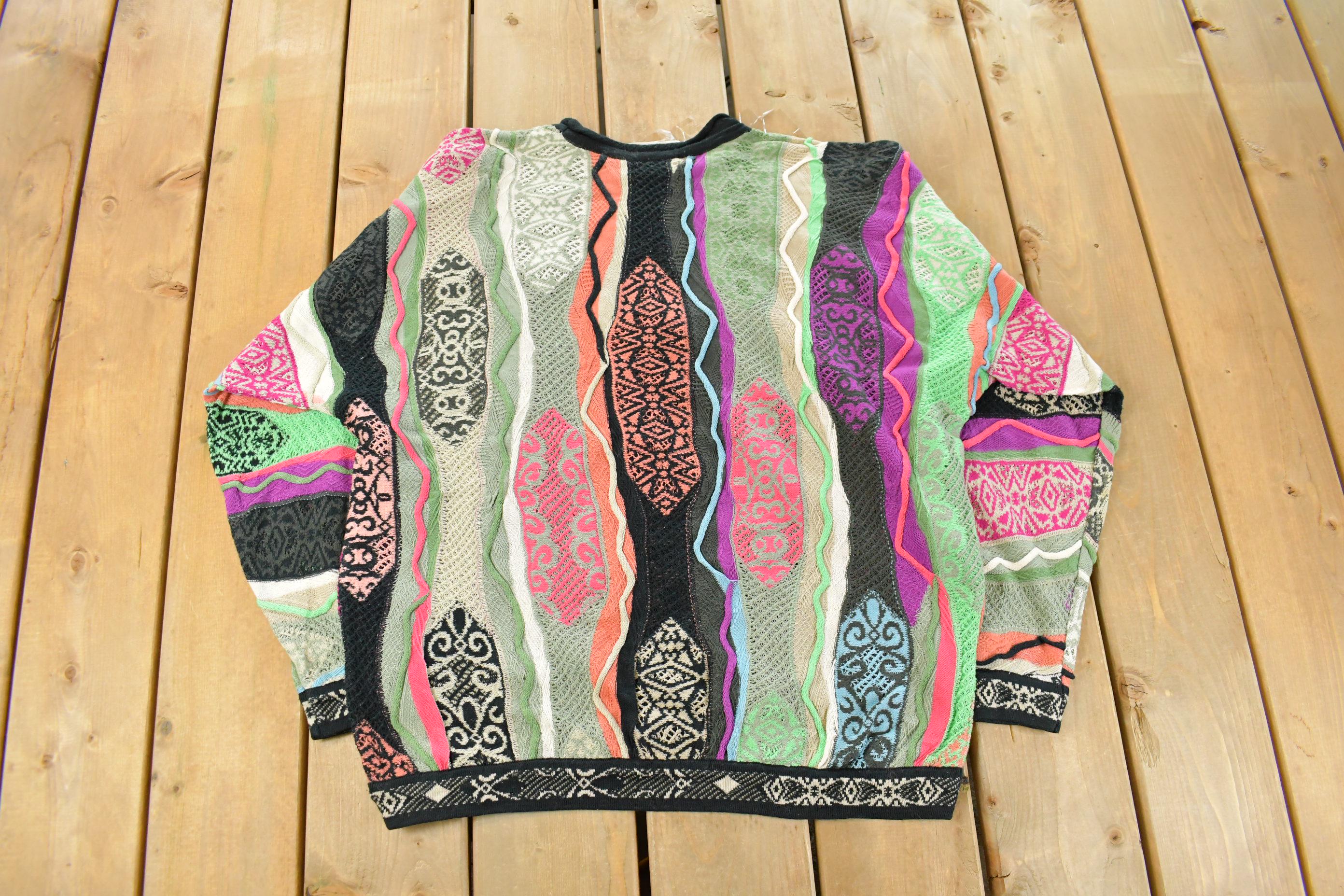 Vintage 1990s Coogi Classic 3D Knit Abstract Crewneck Sweater Men's Large
