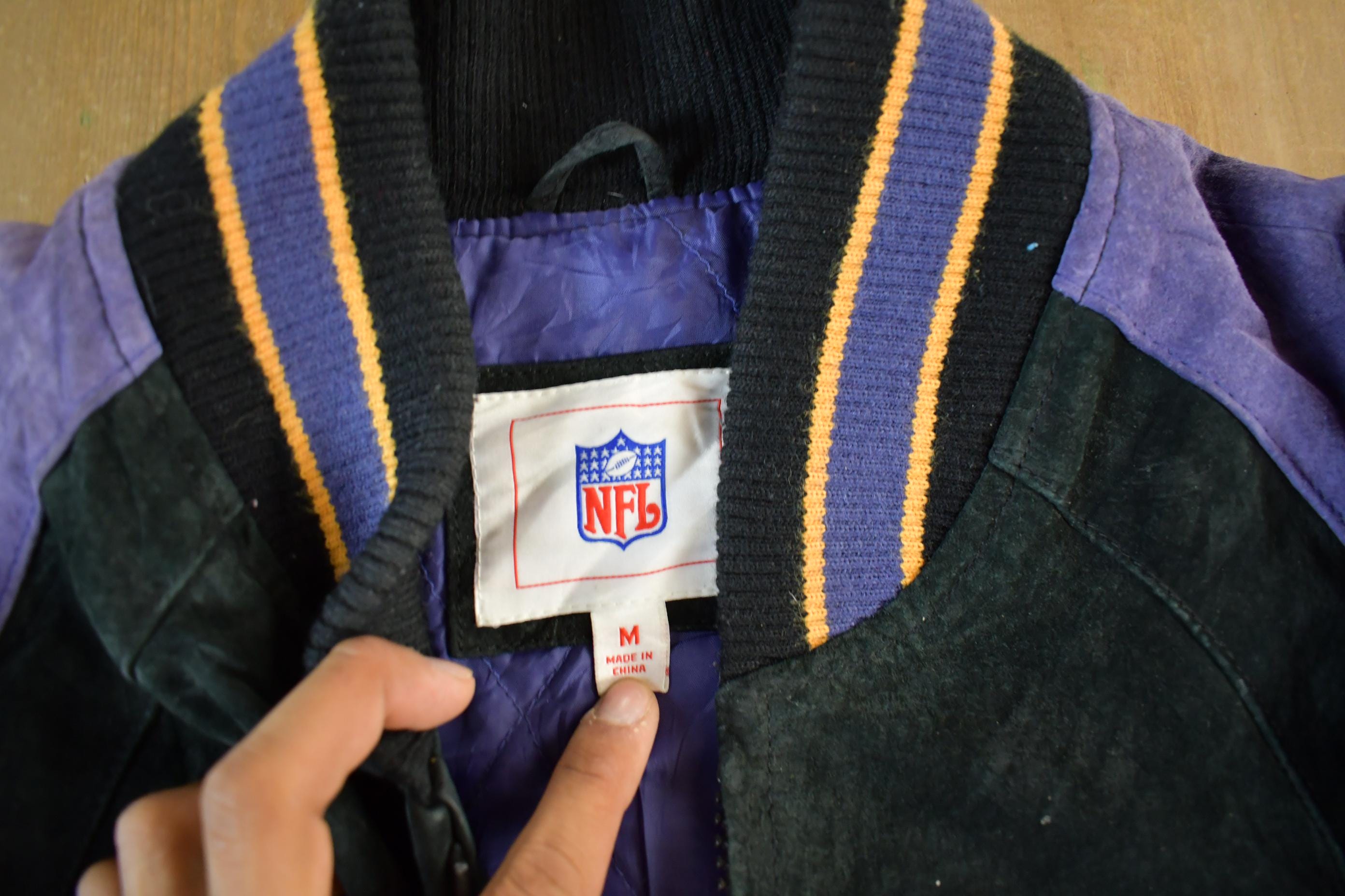 Vintage 2000s Minnesota Vikings Leather Letterman Jacket Mens Medium