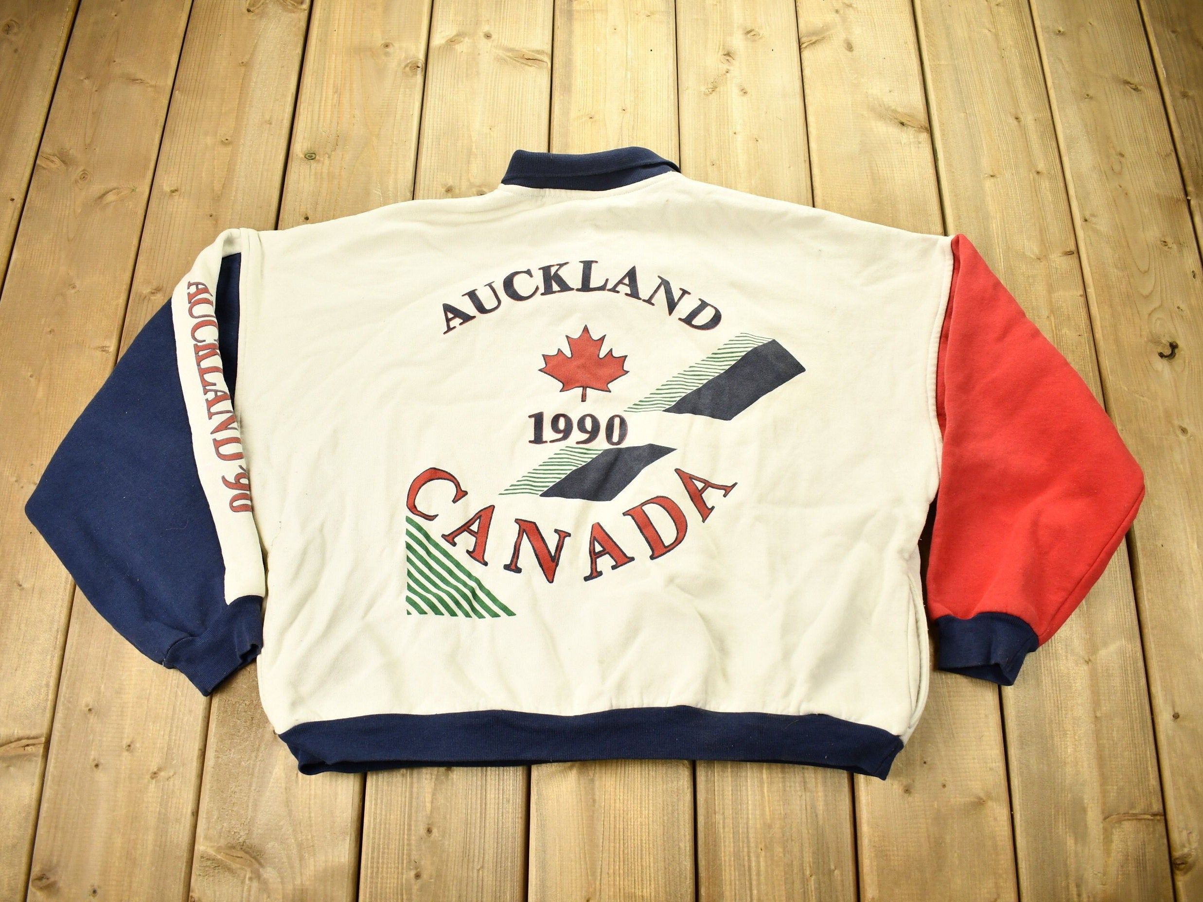 Vintage 1990 Auckland Canada Color Block Sweatshirt