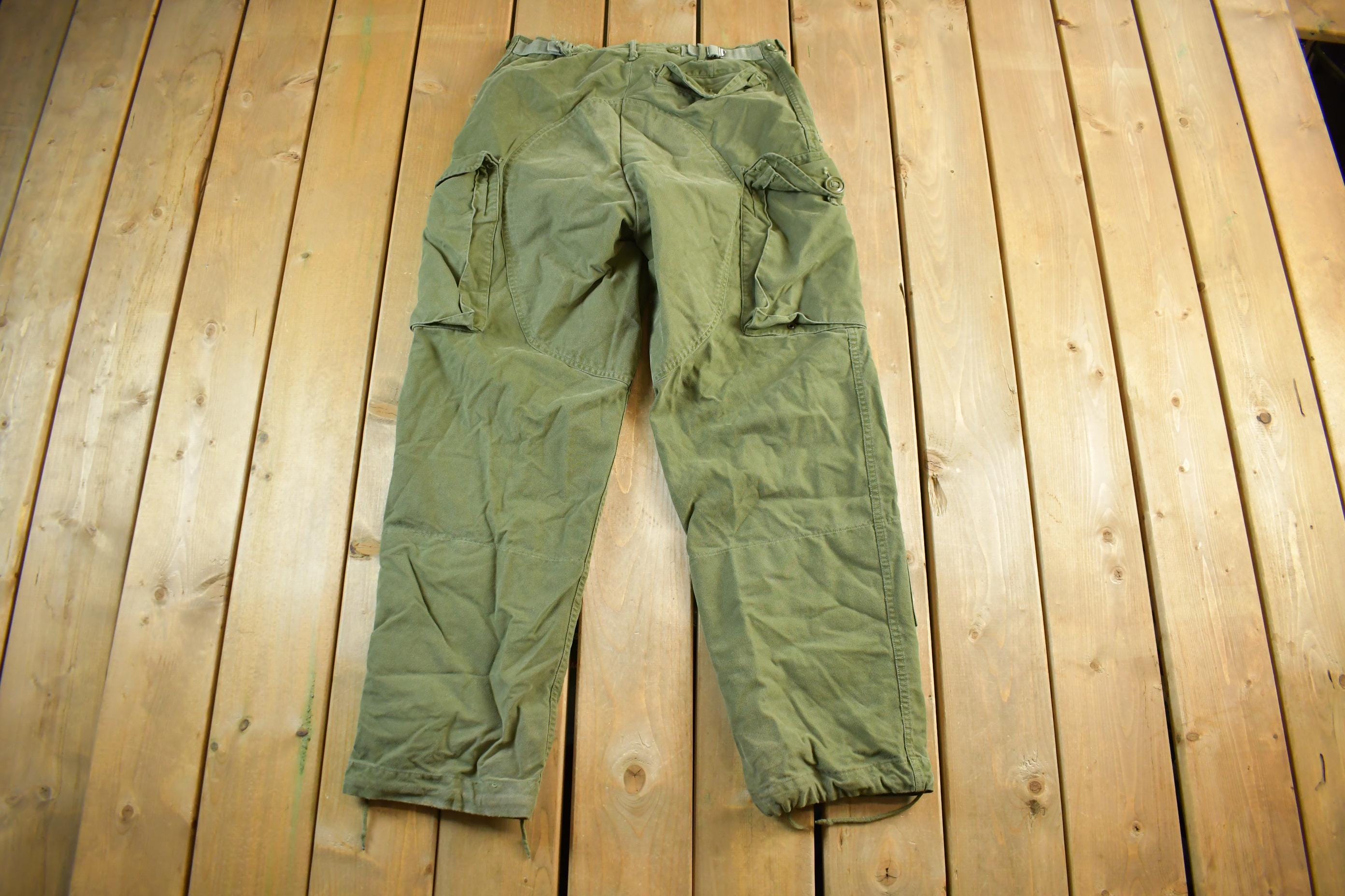 Vintage 1967 Military OG-107 Sateen Combat Cargo Fatigue Pants Size 34 x 30