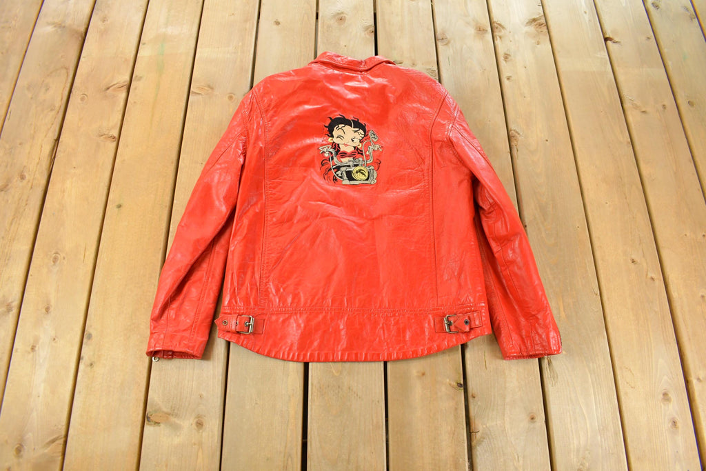 Vintage 1990s Betty Boop Leather Motorcycle Jacket Women's S