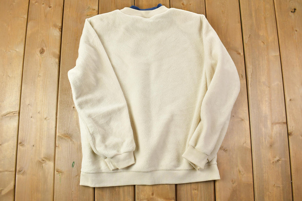 Vintage 1990s Cute Floral Print Double Collar Crew Neck Sweater