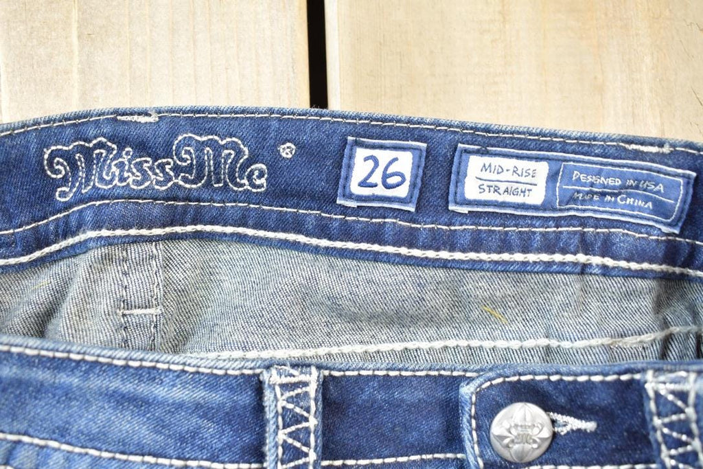Vintage Y2K Miss Me Bedazzled Low Rise Jeans Size 26x32
