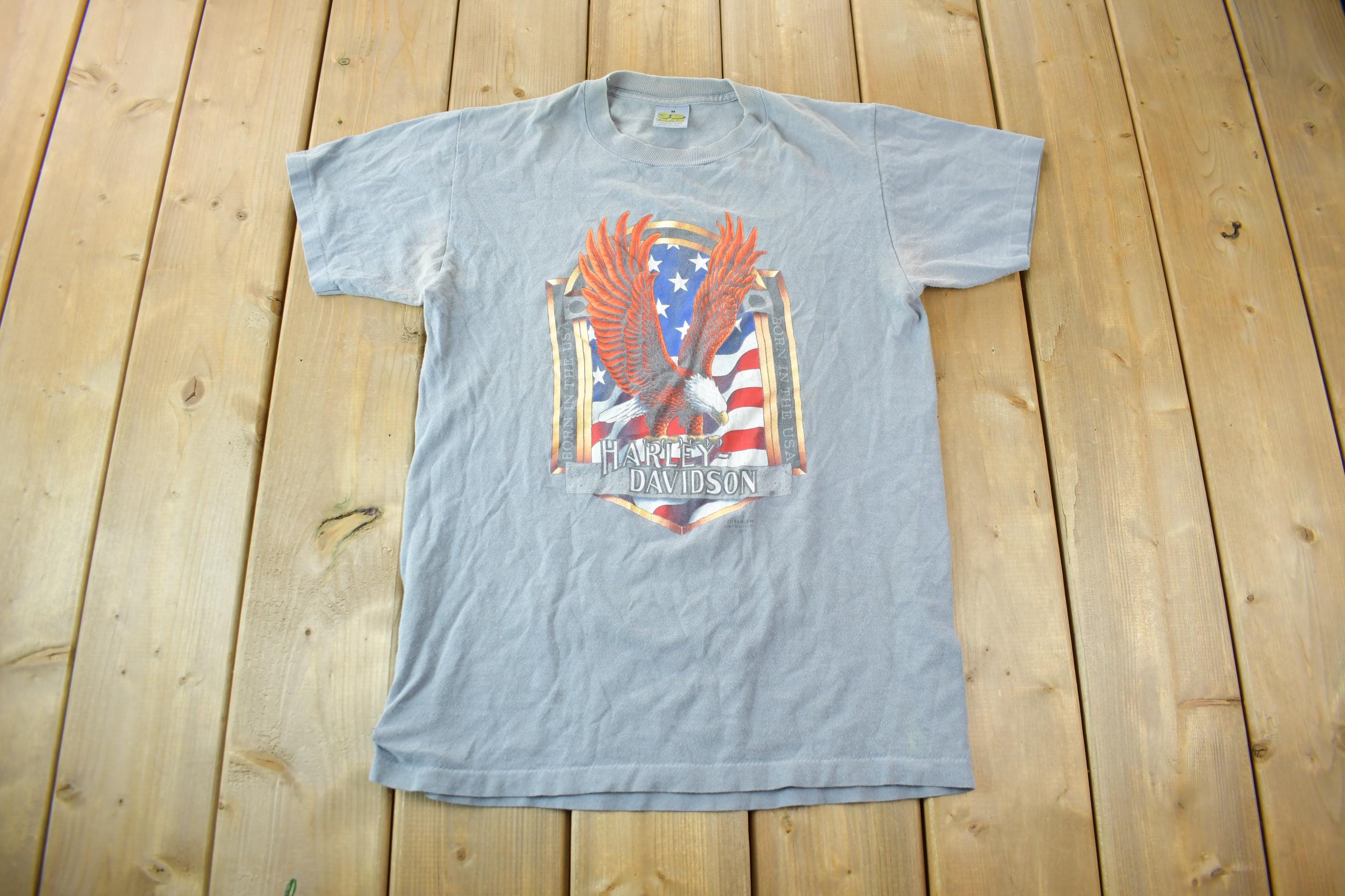 Vintage 1992 Harley Davidson 3D Emblem Bald Eagle T-Shirt