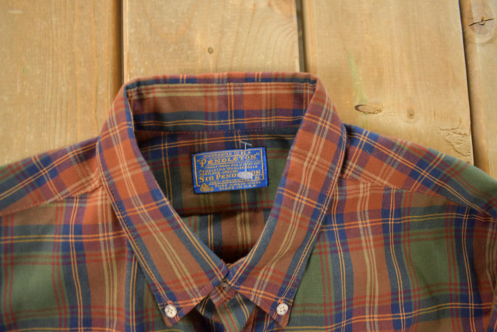 Vintage 1970s Pendleton Wool Flannel Button Up Shirt Men's XL
