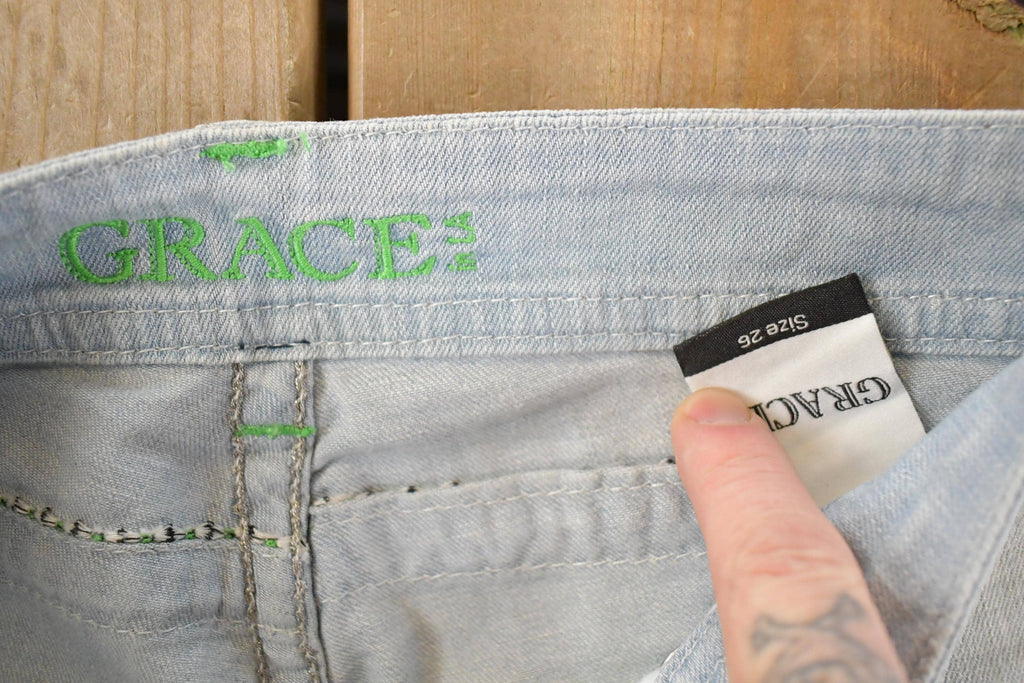 Vintage Deadstock Y2K Grace In LA Bedazzled Bootcut Low Rise Jeans Women's Size 26 x 31