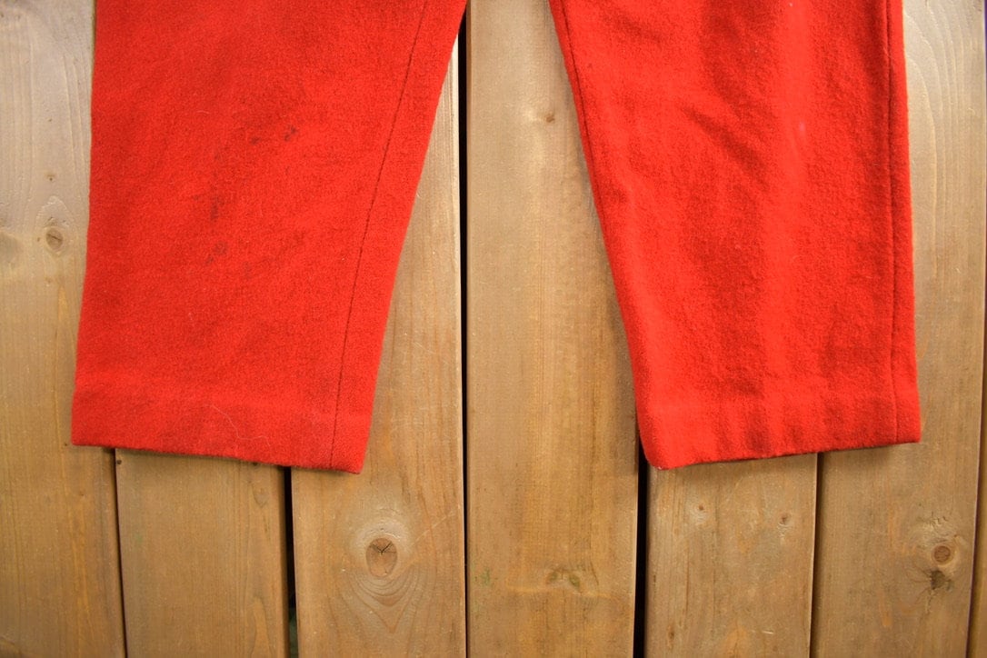 Vintage 1970s Red 100% Wool Trousers Size 38x27
