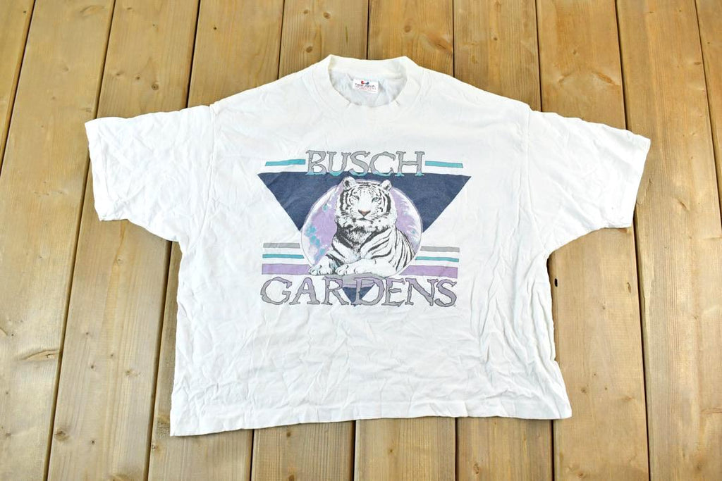 Vintage 1990s Busch Gardens White Tiger Single Stitch Cropped T-Shirt