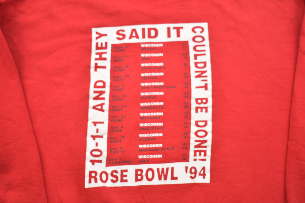 Vintage 1994 University of Wisconsin Badgers Rose Bowl Collegiate Crewneck