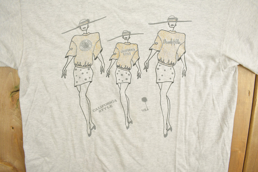 Vintage 1990s California Fashion Grey Graphic T-Shirt
