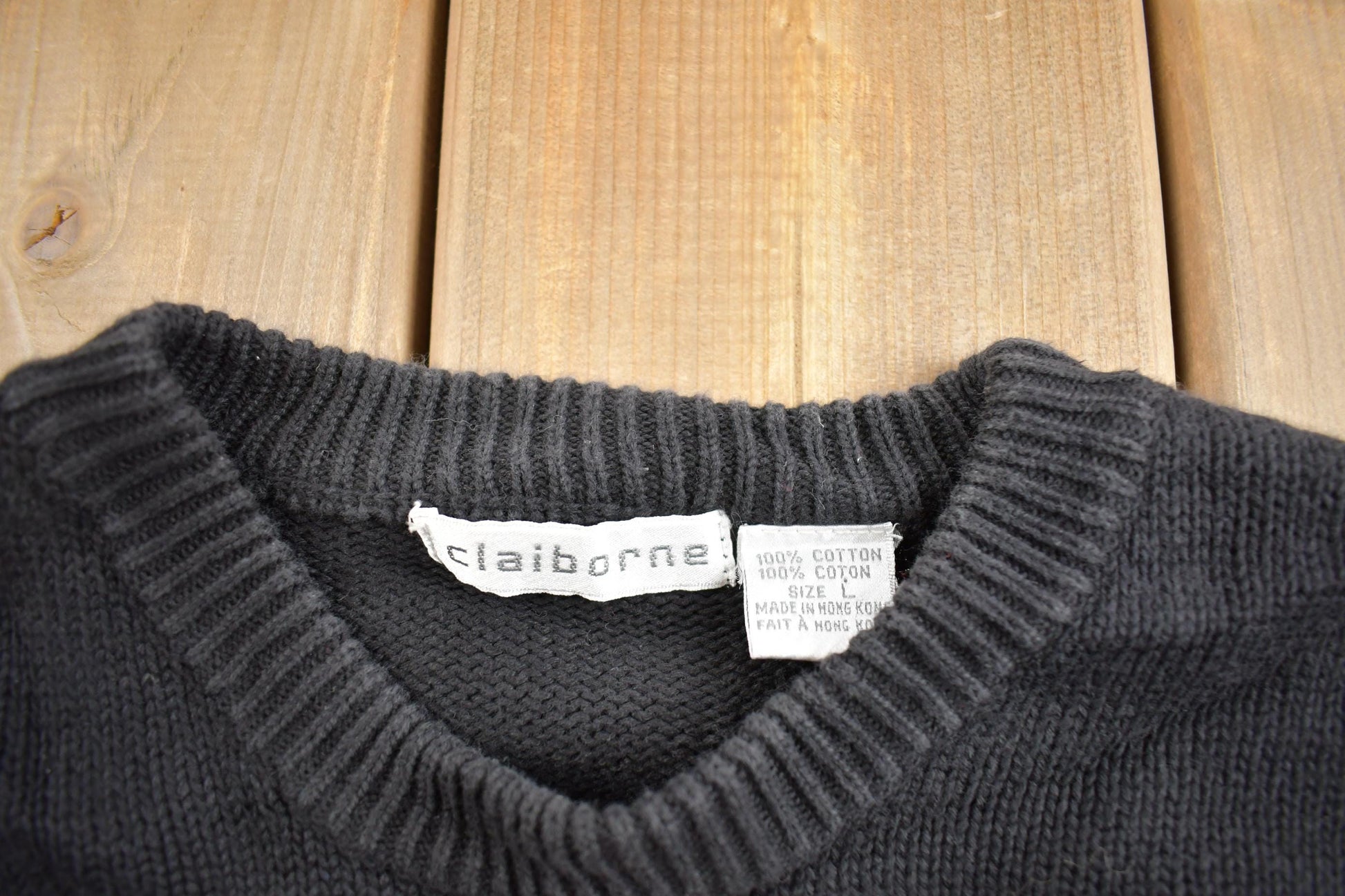 Vintage 1990s Claiborne Knit Abstract Pattern Crewneck Sweater