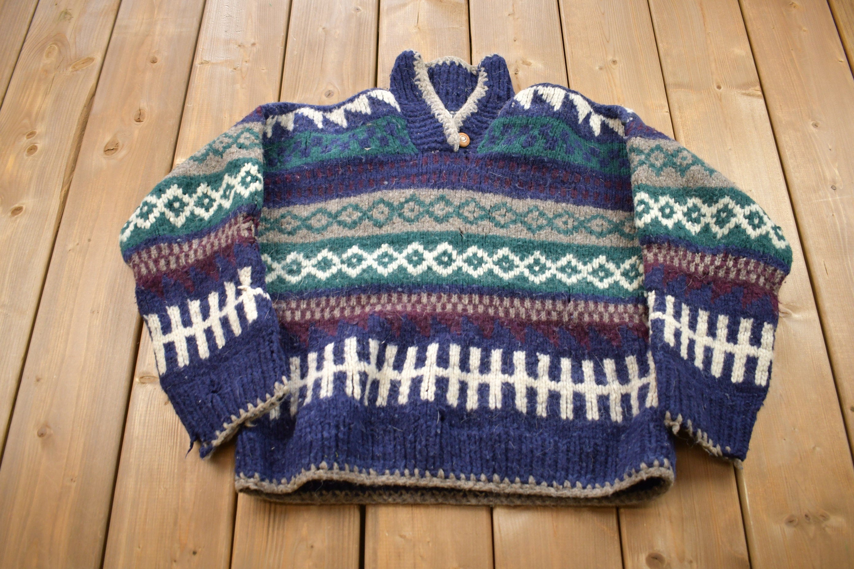 Vintage 1990s Nordic Knitted Crewneck Sweater