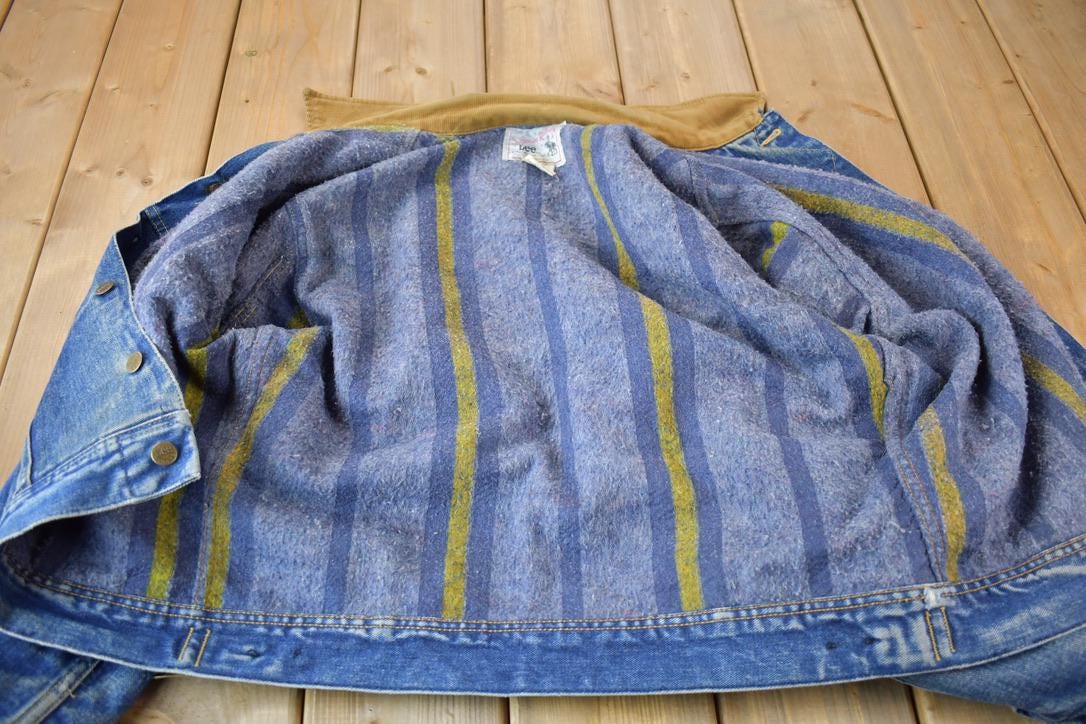 Vintage 1980s Lee Storm Rider Blanket Lined Jean Jacket Size 44R