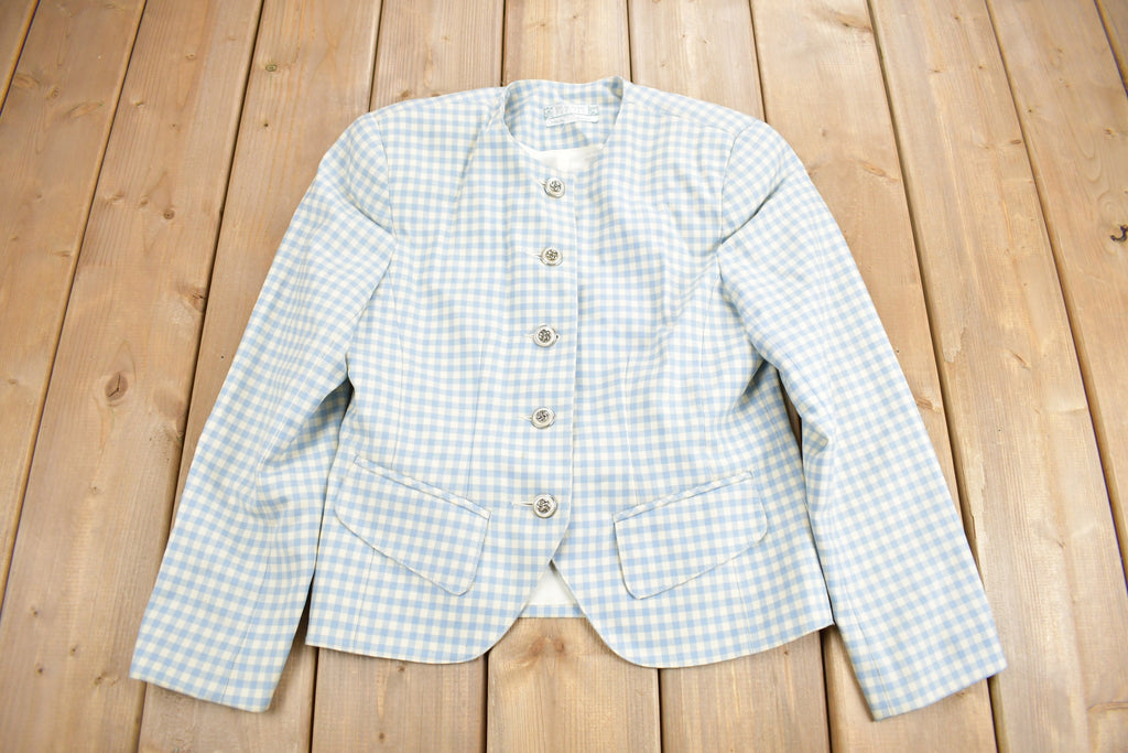 Vintage 1980s Braemar Petites By Michelle Monet Plaid Blazer Jacket