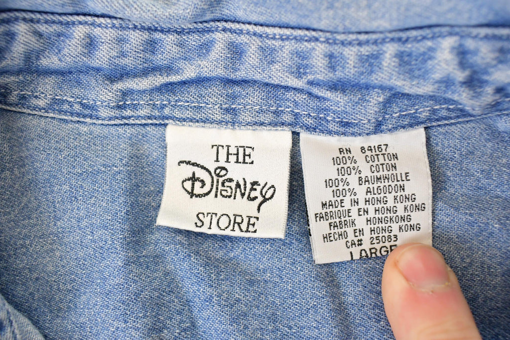 Vintage 1990s Winnie The Pooh Tigger Disney Button Up Denim Shirt Men's L