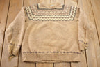 Vintage 1970s Beige Cottage Craft Knit Sweater