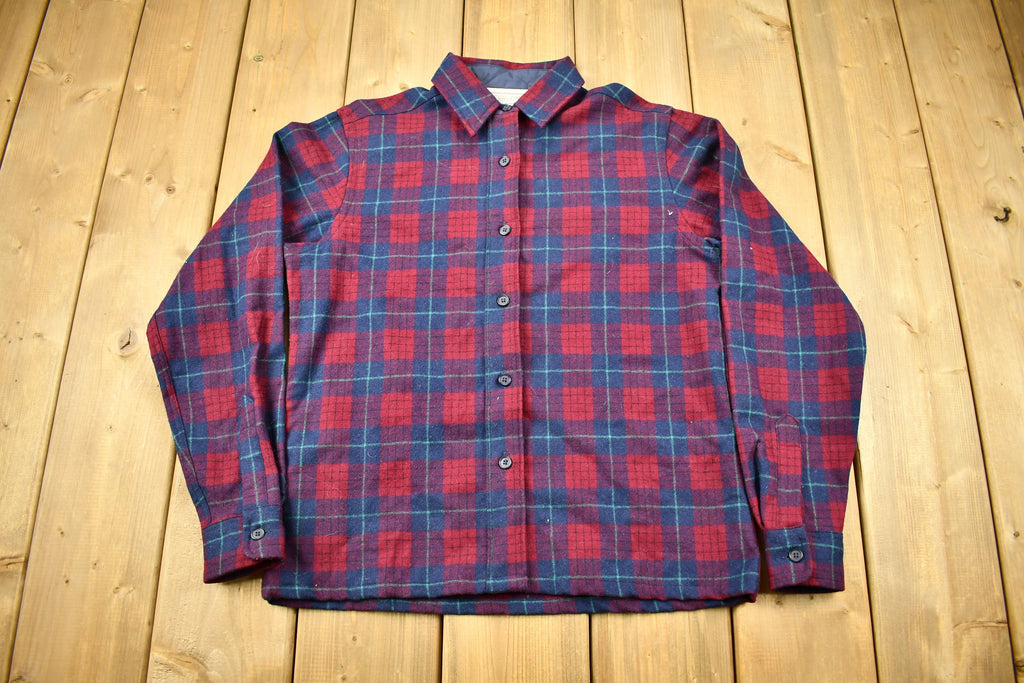 Vintage 1960s Pendleton Plaid Button Up Flannel Shirt