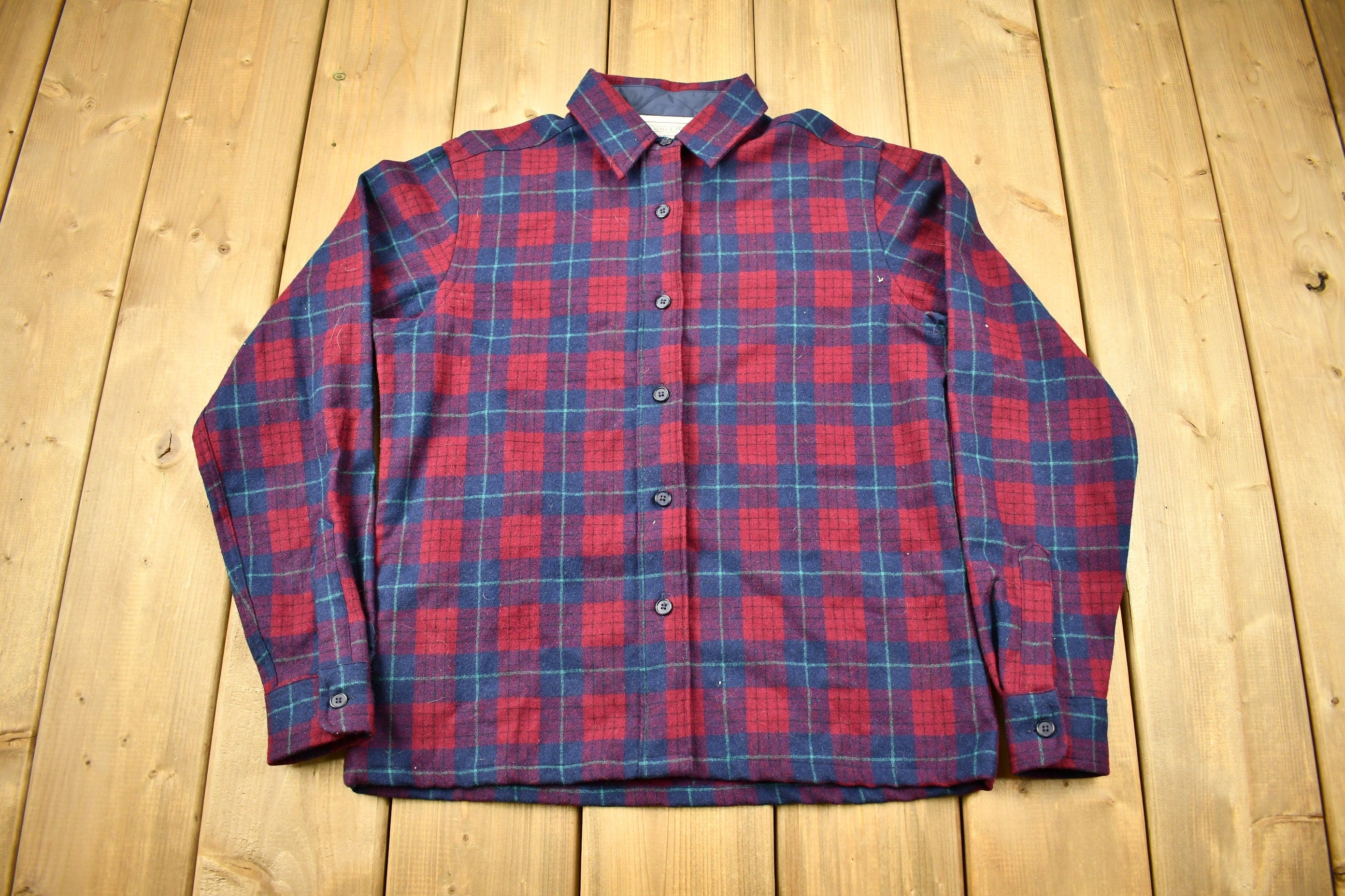 Vintage 1960s Pendleton Plaid Button Up Flannel Shirt