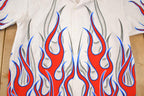 Vintage 1990s Flames AOP Rock Button Up Shirt Men's XL / Fire Pattern / Rock Style / Boxy Fit