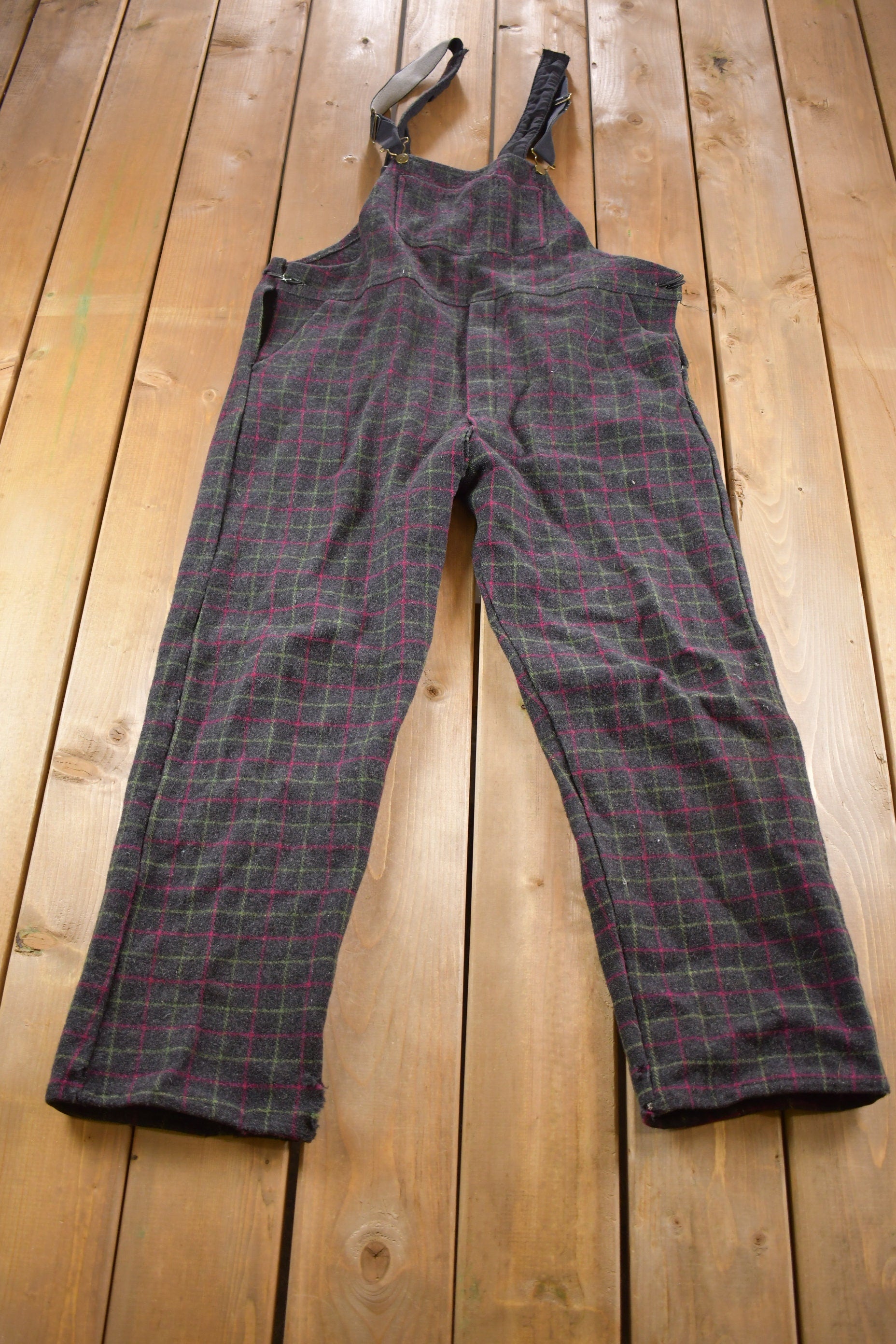 Vintage 1980s Plaid Codet Overalls Size Small