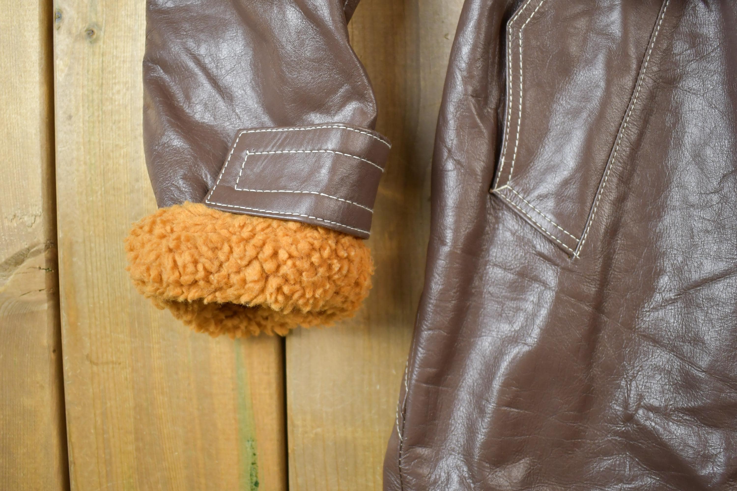 Vintage 1990s Brown Leather Lined Long trench Jacket Made In USA