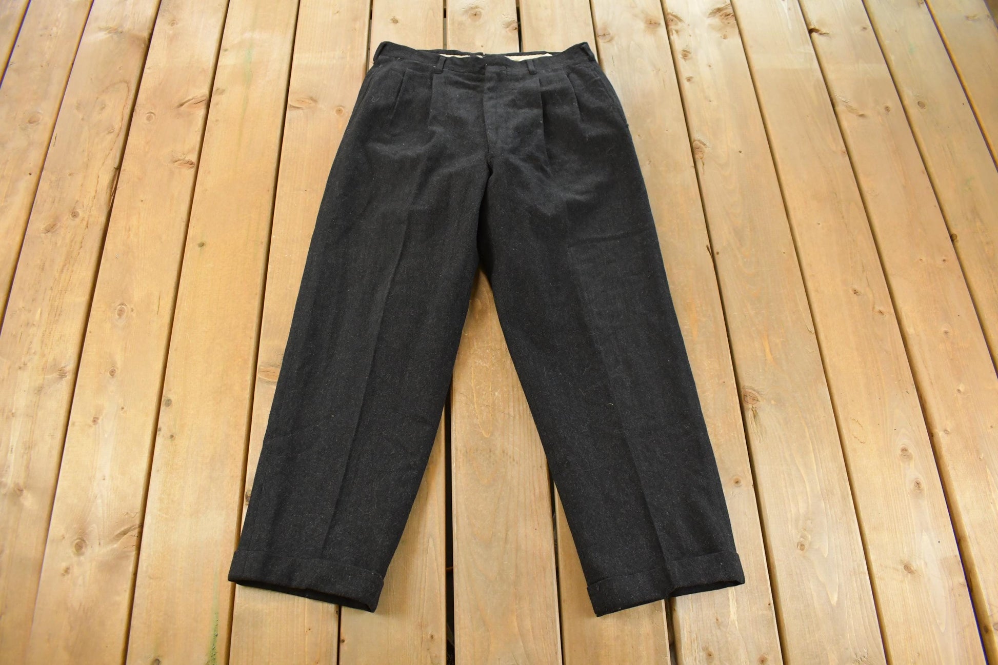 Vintage 1980s Wool Trousers Pants Men's 31 x 26 / True Vintage / Streetwear Fashion / Outdoors / Warm Winterwear