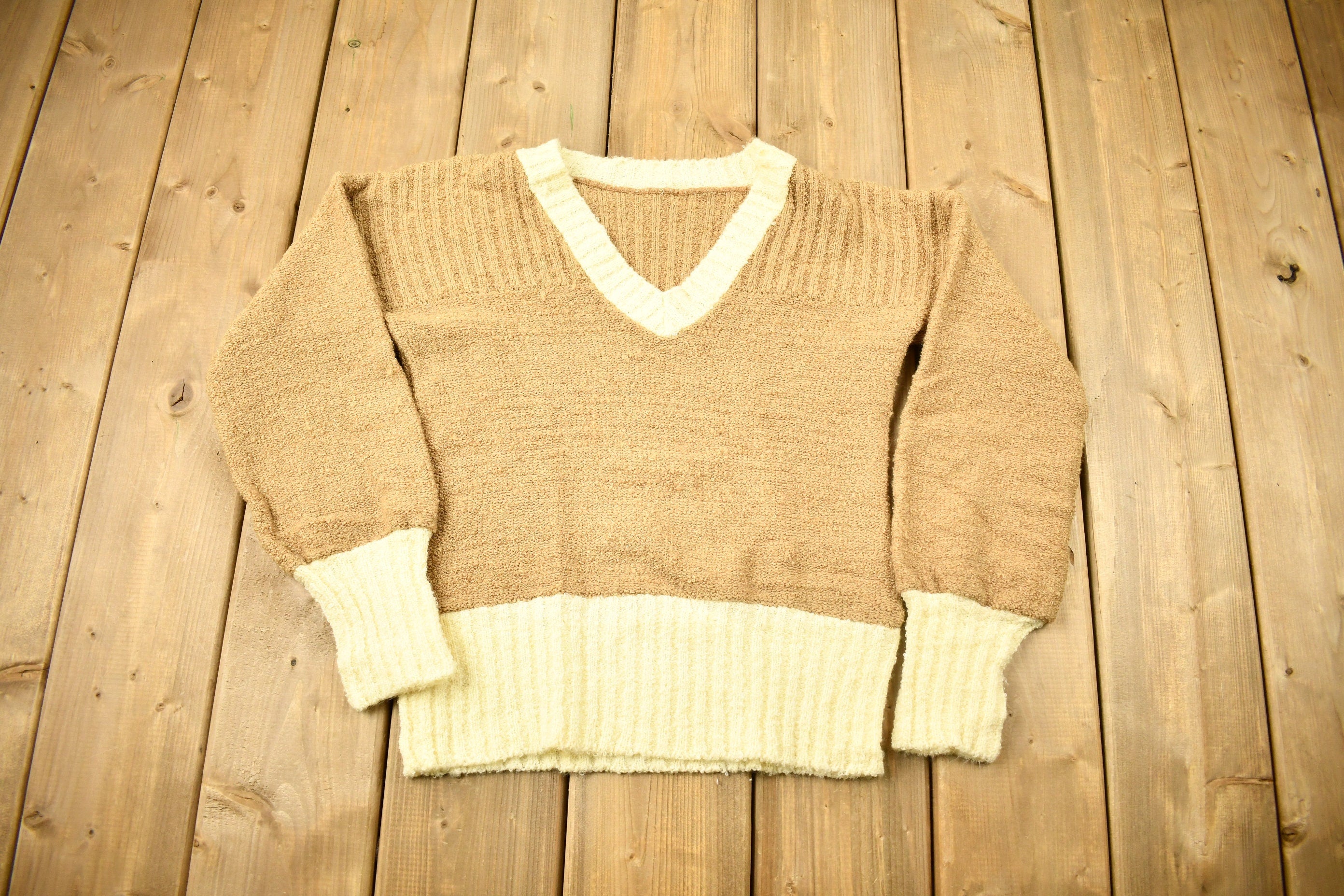 Vintage 1970s Knitted V-Neck Sweater