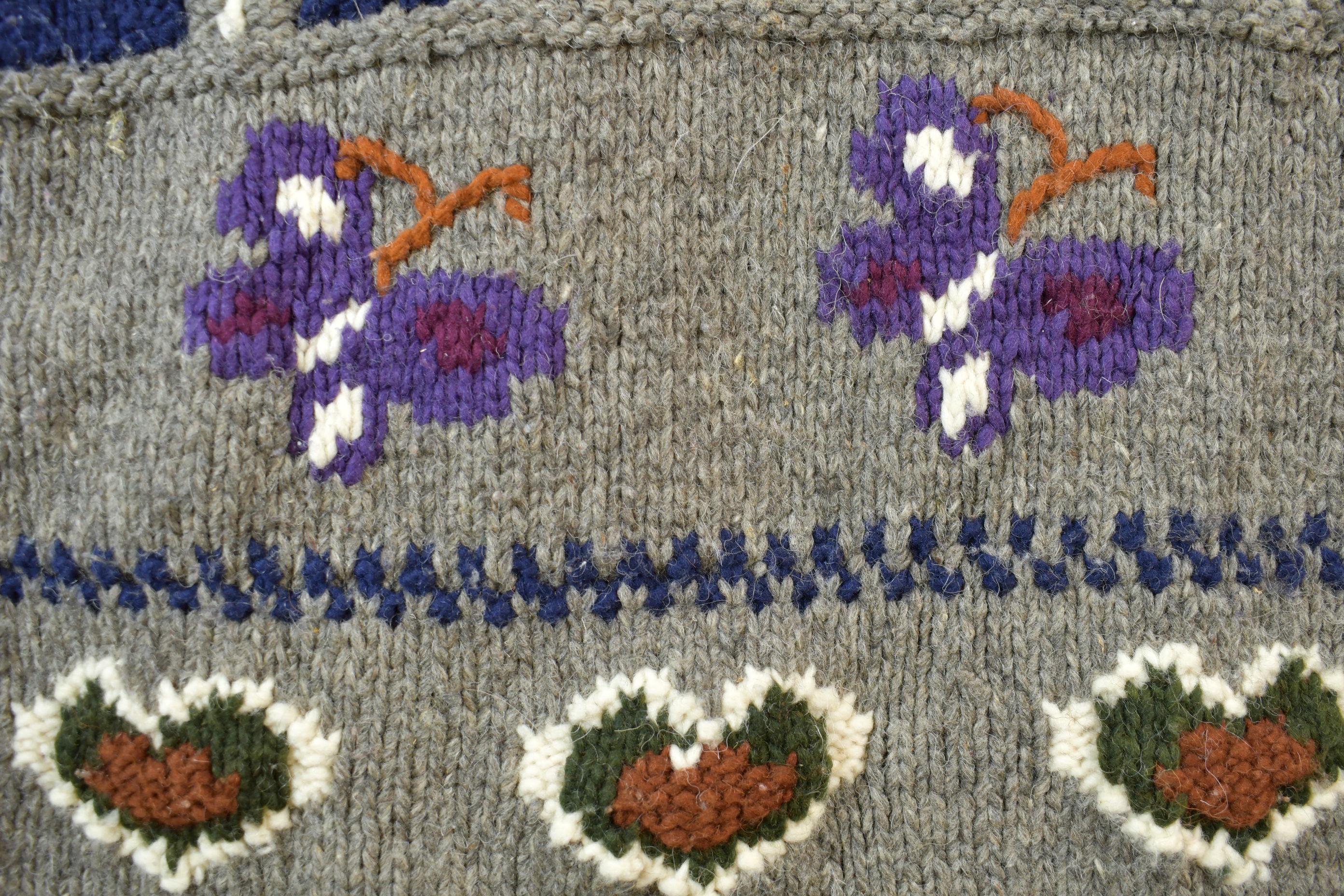 Vintage 1980s Knitted Butterfly Theme Crewneck Sweater