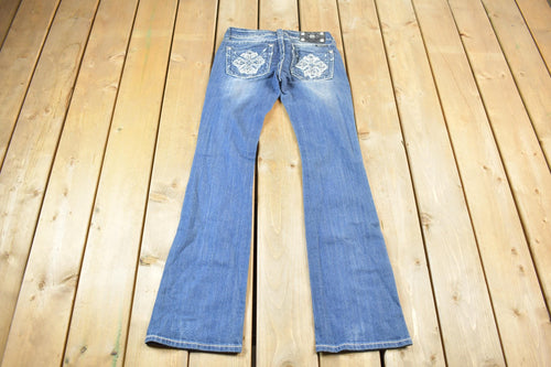 Vintage Y2K Miss Me Bedazzled Low Rise Jeans Size 26x33 / Boot Cut Jeans / Y2K Style / Embroidered Jeans / 2000s / Contrast Stitching