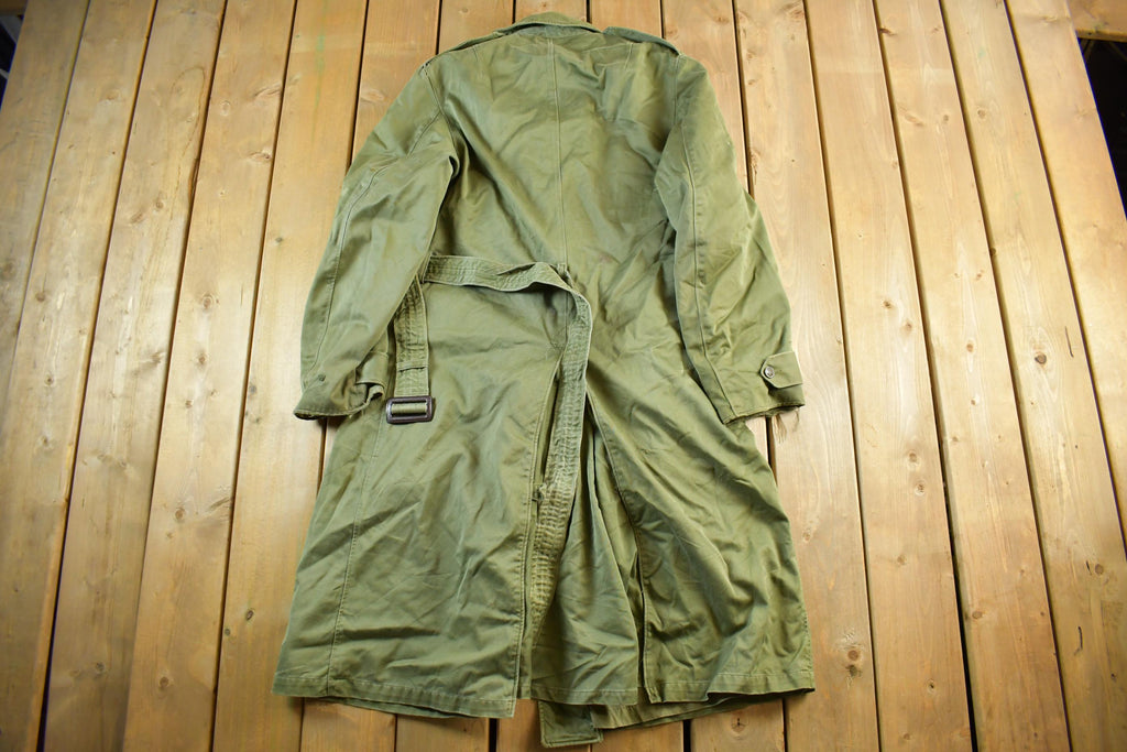 Vintage WW2 Military Button Up Trench Coat Long Medium