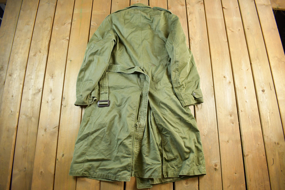 Vintage WW2 Military Button Up Trench Coat Long Medium