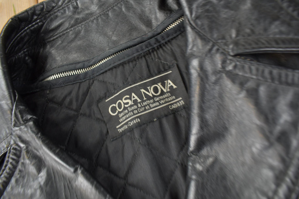 Vintage 1980s Cosa Nova Women's Full Length Leather Trench Coat made In Canada