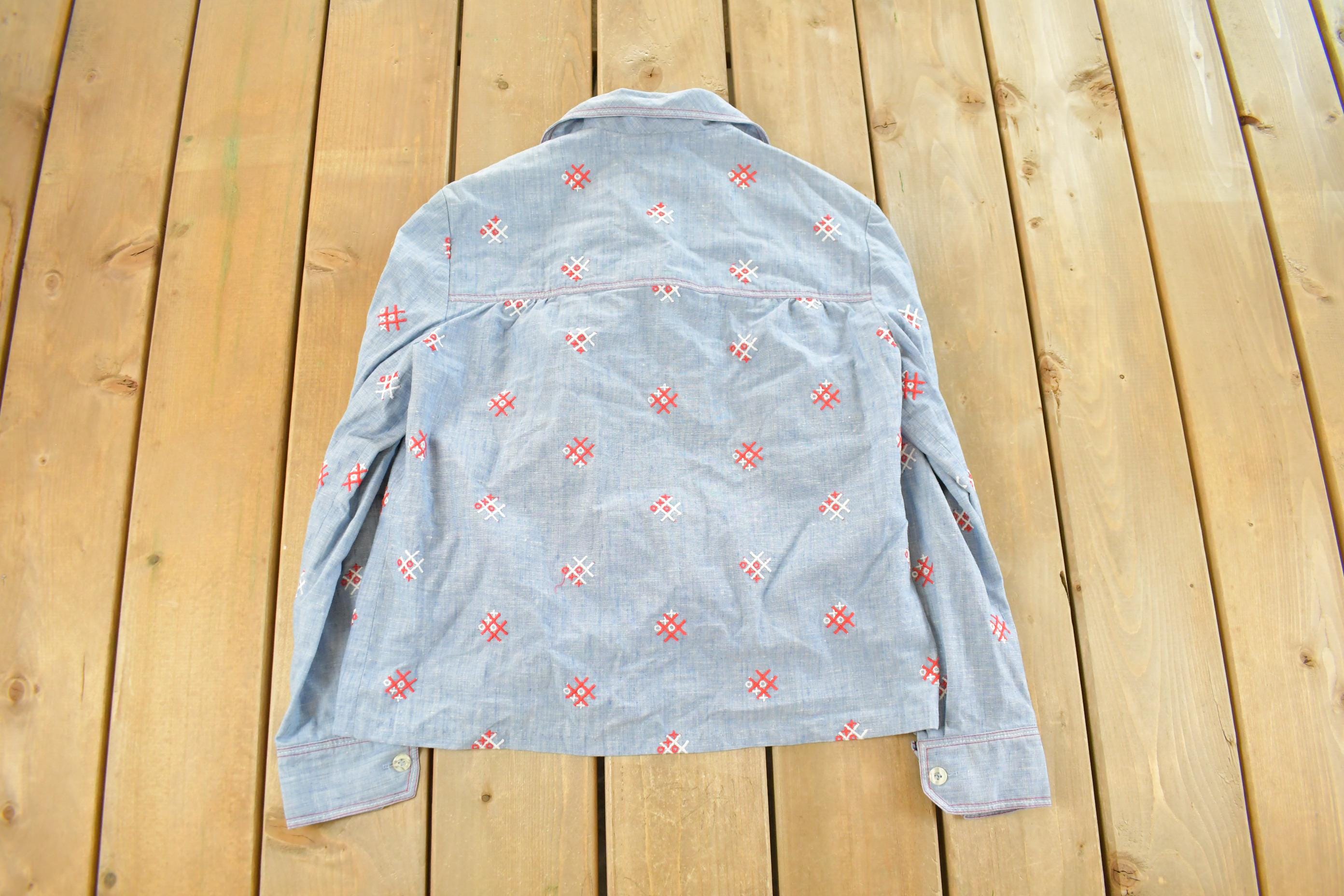 Vintage 1980s Rona Tic Tac Toe Button Up Shirt Women's Medium