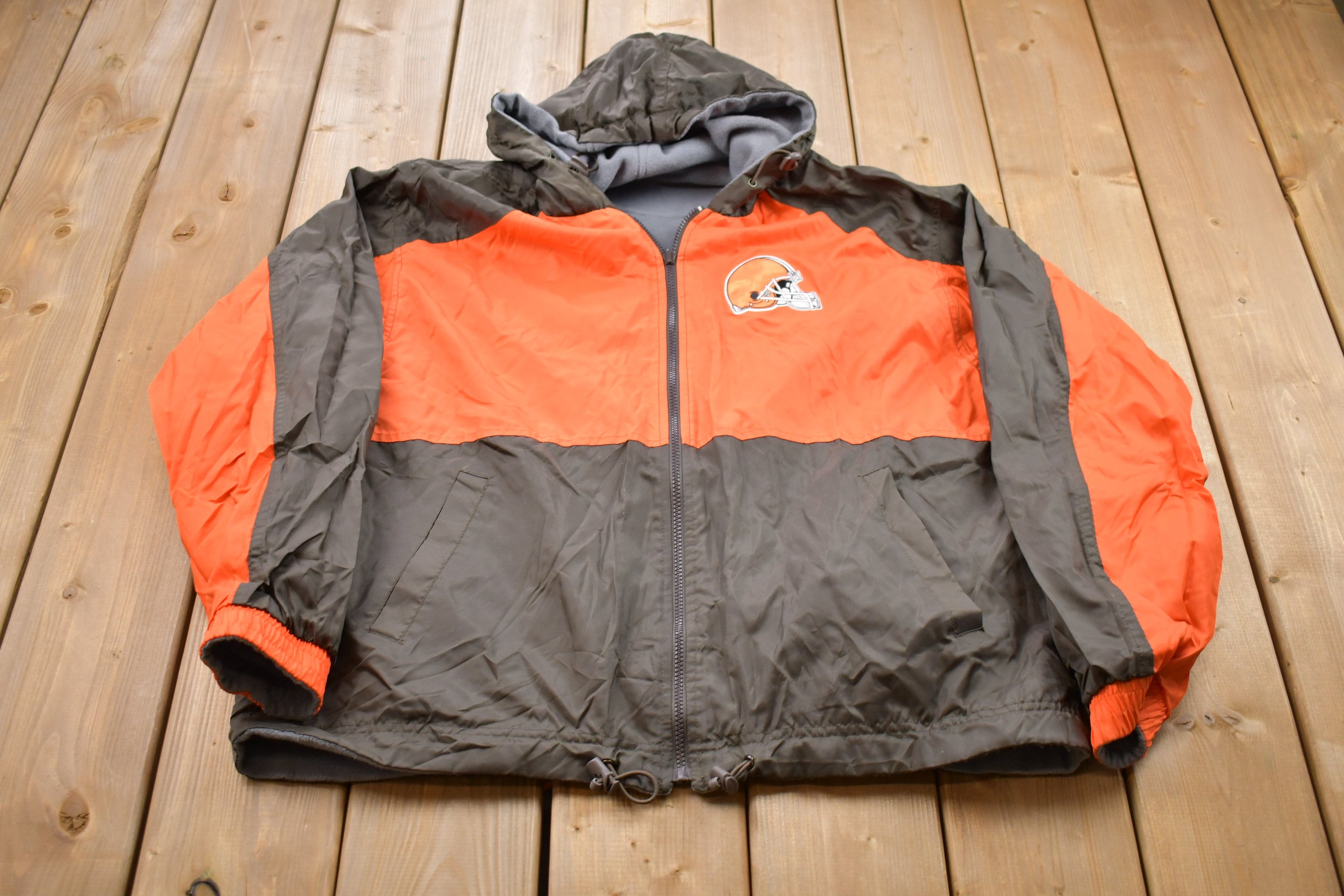 Vintage 1990s Cleveland Browns Reversible Fleece Windbreaker Jacket