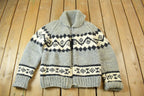 Vintage 1950s Hand-Knit Grey Cowichan Sweater