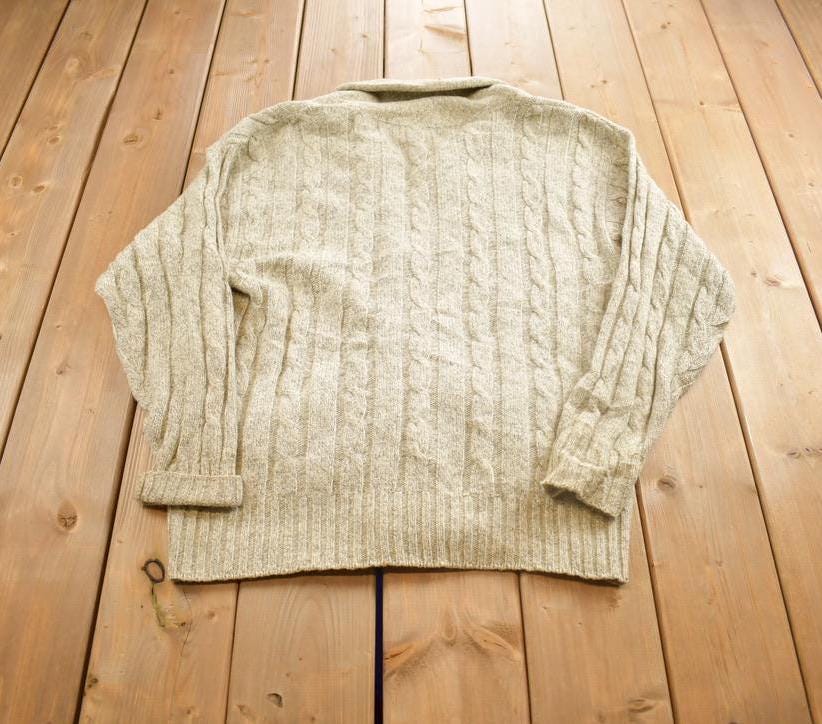 Vintage 1990s Eddie Bauer 3D Knit Cardigan Sweater Made In USA