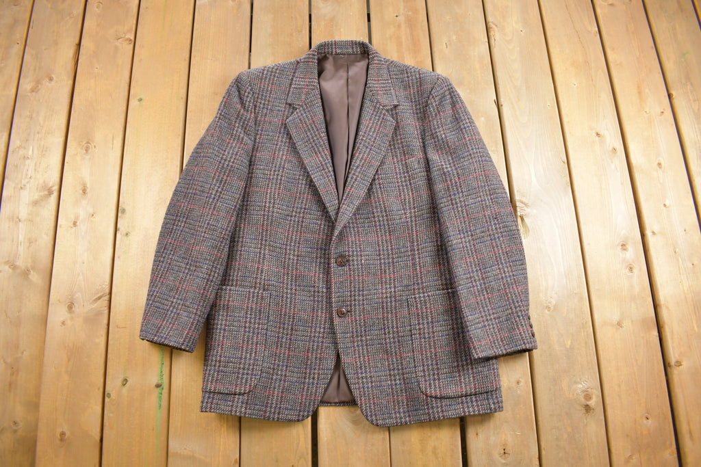 Vintage 1980s Plaid Wool Blazer
