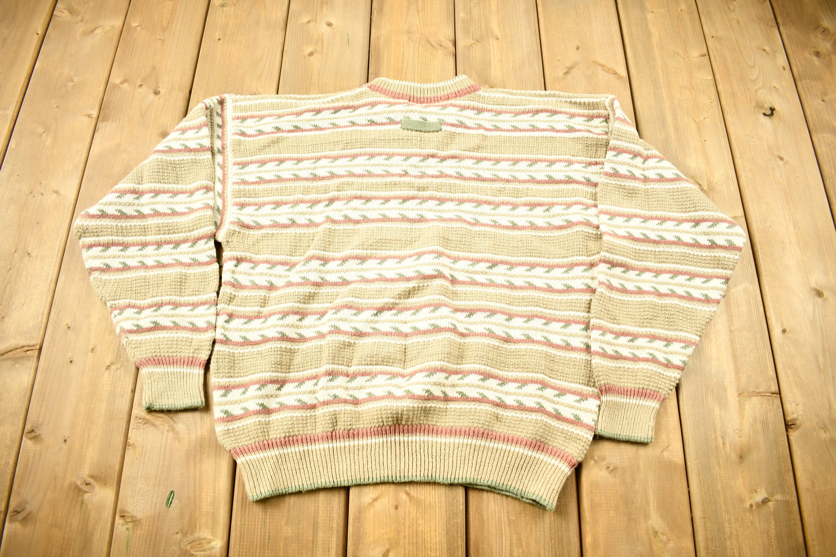 Vintage 1990s Striped Knitted Crewneck Sweater